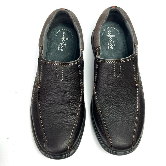 NWB Clarks Collection Cotrell Step Slip-On Shoes Brown Leather Men’s size 9W - Picture 4 of 15
